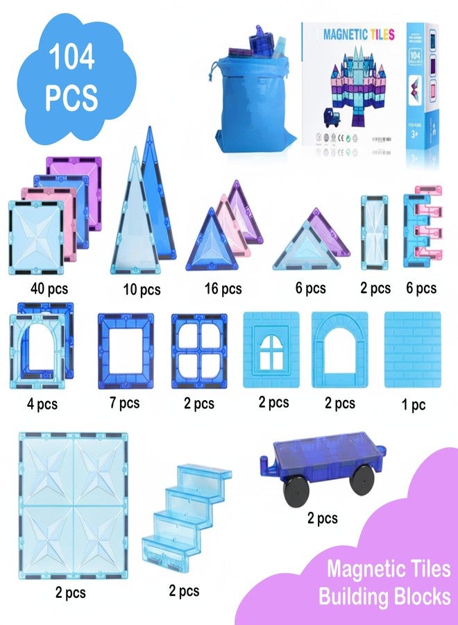 SNAPTRON Magnetic Blocks for Kids Tiles -104Pieces Set Gifts for Girls, Boys, Magnetic Blocks for Kids 3+ Years, 4 5 6 7 8 9 10/ Constructing & Learning Builder Educational Magnatiles Game - Image 2